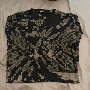 Ocean Drive Oversized Sweater Tie-Dye Bleached Effect Black and Gray Size Small